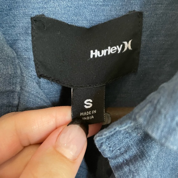 Hurley S Blue Button Down Dress Shirt - Picture 5 of 9